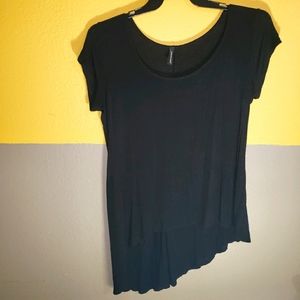 Black assymetrical short sleeve top